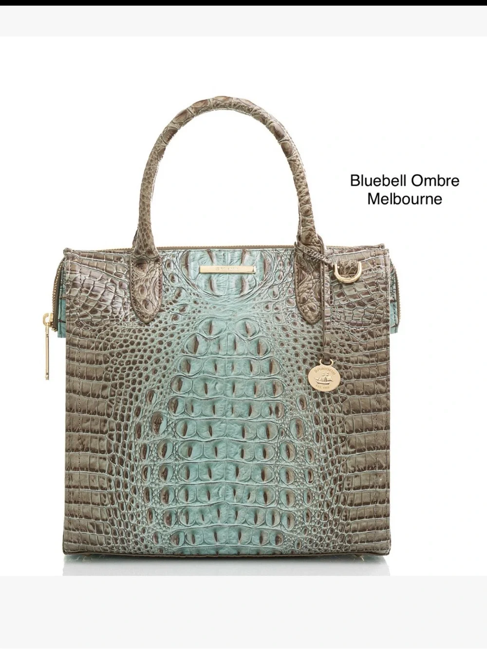 Brahmin Bluebell Ombré Melbourne Croc-Embossed Leather Satchel with Wallet